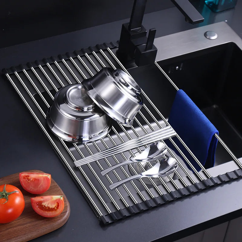 AquaFlex: Escurridor de Acero Inoxidable para Cocina